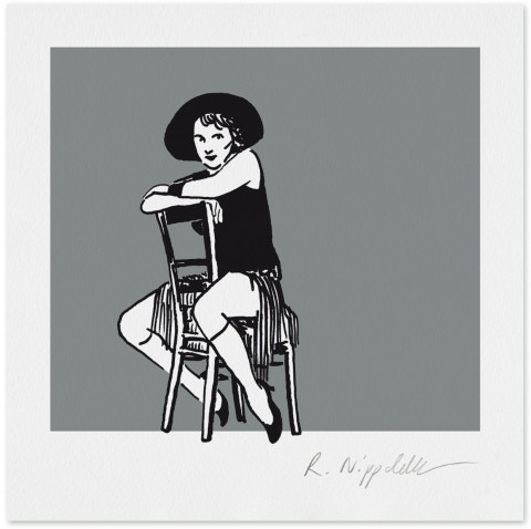 Eine Druckgrafik von Marlene Dietrich als Lola aus dem Film 