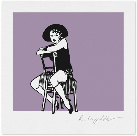 Eine Druckgrafik von Marlene Dietrich als Lola aus dem Film 