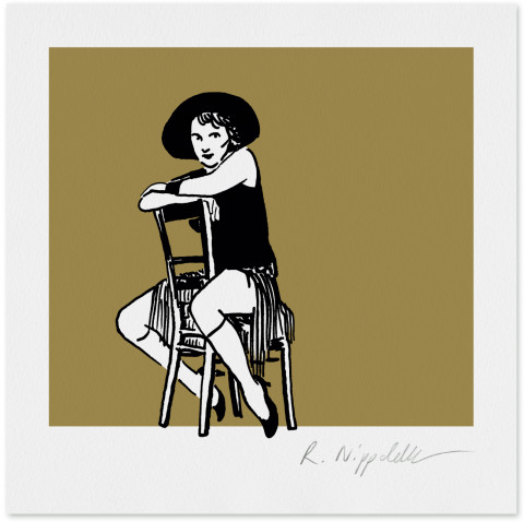 Eine Druckgrafik von Marlene Dietrich als Lola aus dem Film 