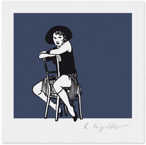 Eine Druckgrafik von Marlene Dietrich als Lola aus dem Film 